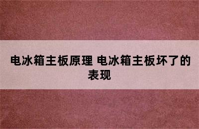 电冰箱主板原理 电冰箱主板坏了的表现